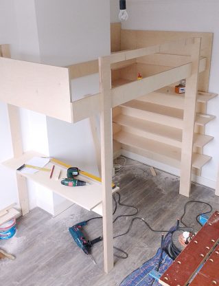 Hoogslaper zelfbouw door Edzer, berken multiplex