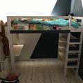 Zelfbouw hoogslaper met bureau Wolf gemaakt door Daniel