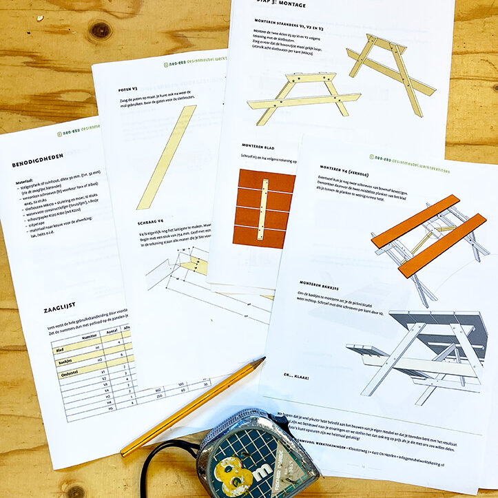 Werktekening Picknicktafel voorbeeld