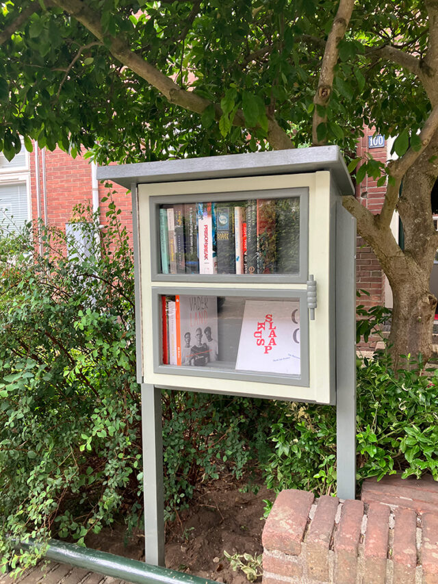 minibieb libros zelfgemaakt door de broer van Fridy